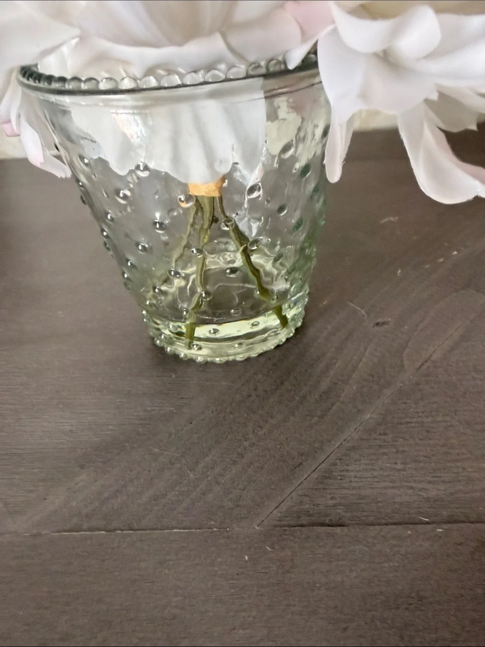 White and Blush Artificial Peony Arrangement in Glass Vase